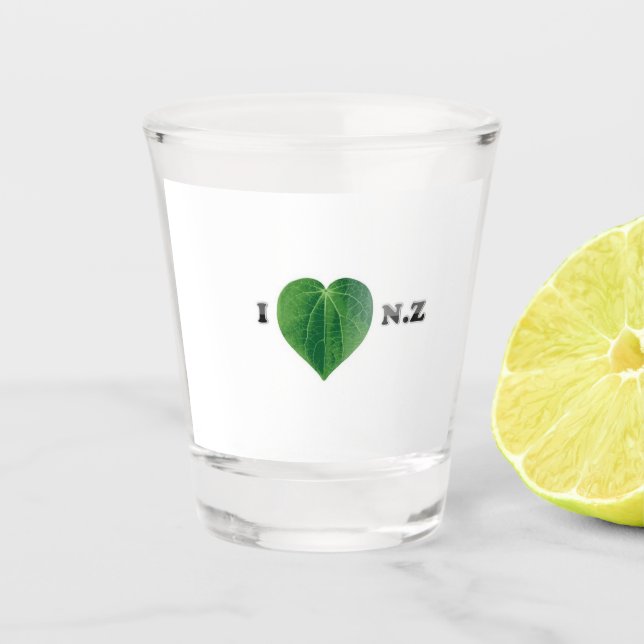I Liebe Neuseeland - Kawakawa Shotglass Schnapsglas (Vorderseite)