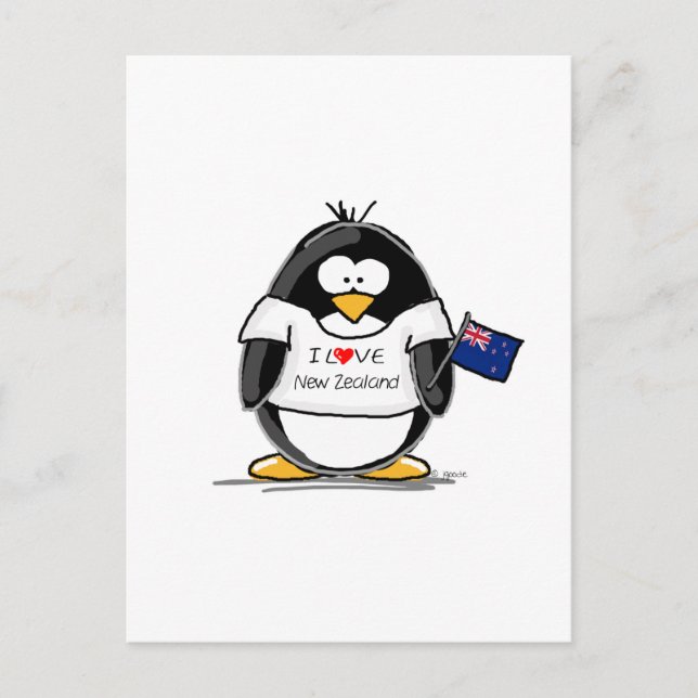 I Liebe Neuseeländischer Pinguin Postkarte (Vorderseite)
