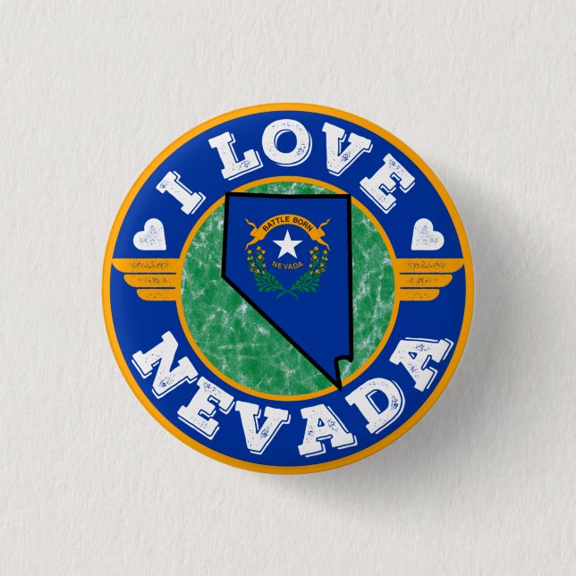 I Liebe Nevada Staat Karte und Flagge Button (Vorderseite)