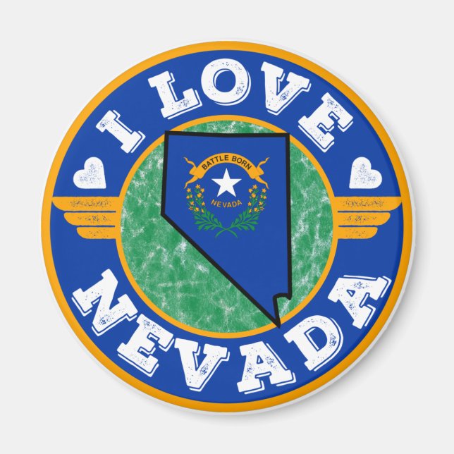 I Liebe Nevada Staat Karte und Flagge Magnet (Vorne)