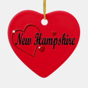 I Liebe New Hampshire Hört Weihnachten Keramik Ornament