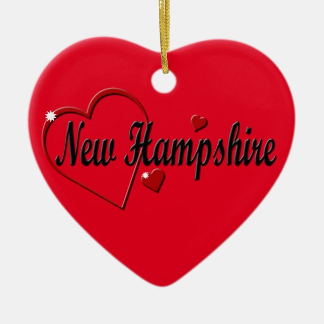 I Liebe New Hampshire Hört Weihnachten Keramik Ornament (Vorne)