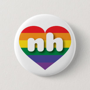 I Liebe New Hampshire Rainbow Heart Button