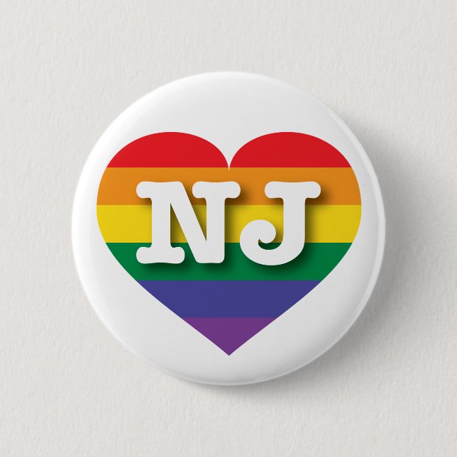 I Liebe New Jersey Gay Pride Rainbow Heart Button (Vorderseite)