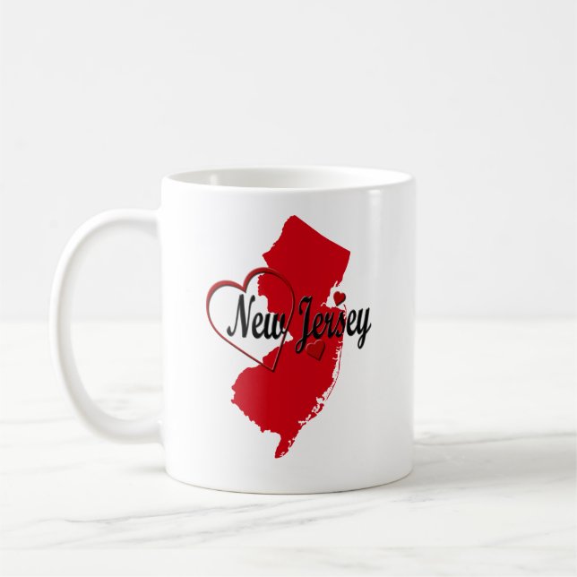 I Liebe New Jersey Hearts Map Kaffeetasse (Links)