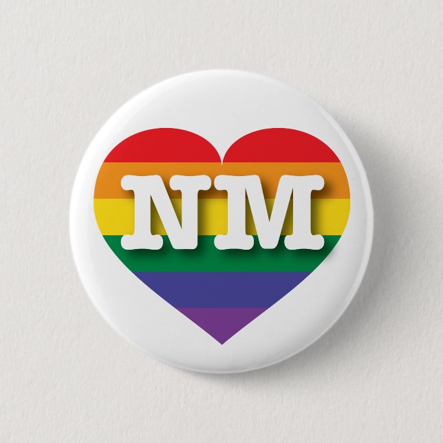 I Liebe New Mexico Gay Pride Rainbow Heart Button (Vorderseite)