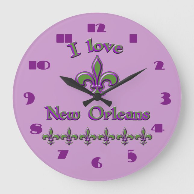 I Liebe New Orleans Wall Clock Große Wanduhr (Vorderseite)