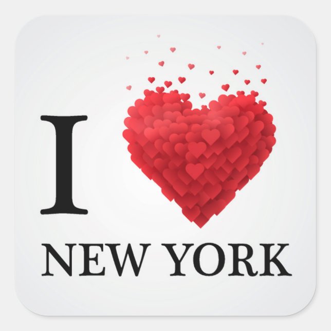 I Liebe New York Hearts Quadratischer Aufkleber (Vorderseite)