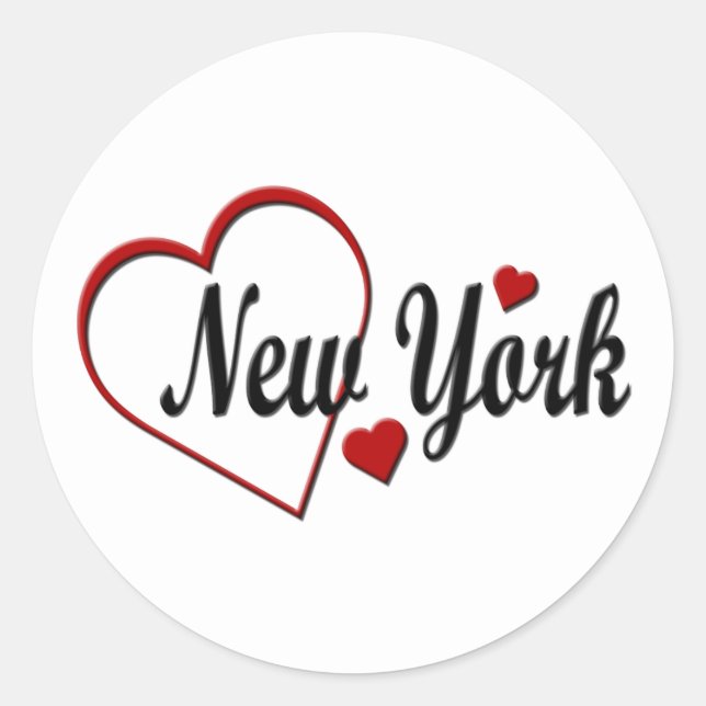 I Liebe New York Hearts Runder Aufkleber (Vorderseite)