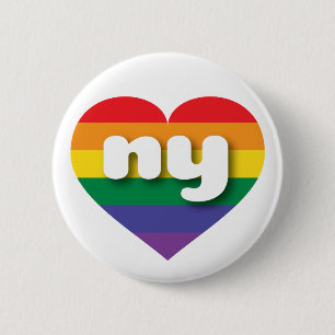 I Liebe New York Rainbow Heart Button