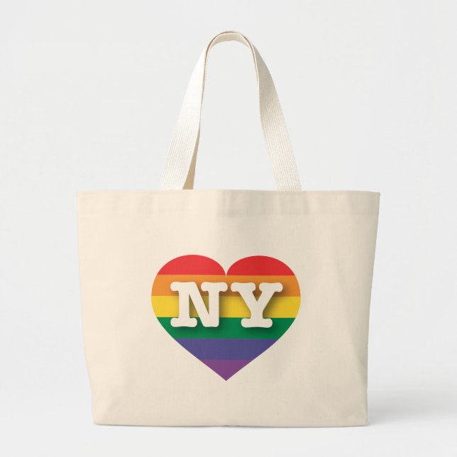 I Liebe New York Rainbow Heart Jumbo Stoffbeutel (Vorne)