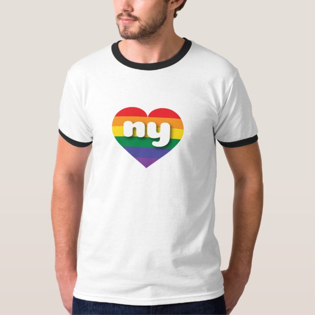 I Liebe New York Rainbow Heart T-Shirt (Vorderseite)
