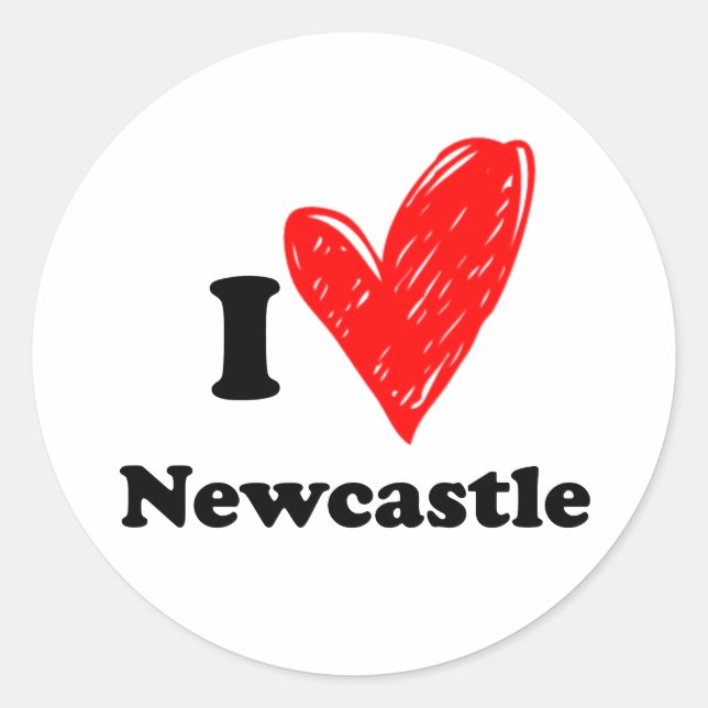 I Liebe Newcastle Runder Aufkleber (Vorderseite)