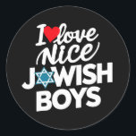 I Liebe Nice Judenjuden Juden Juden Hebrews Hanukk Runder Aufkleber<br><div class="desc">I Liebe Nizza Jüdische Jungen Juden Hebräer Israeliten Hanukkah</div>