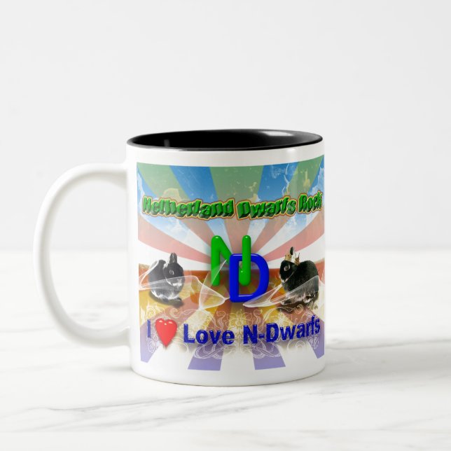 I Liebe Niederlande Zwarf Bunnies Zweifarbige Tasse (Links)