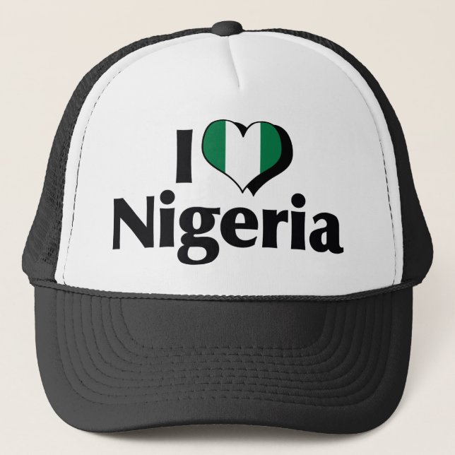 I Liebe Nigeria Flag Truckerkappe (Vorderseite)
