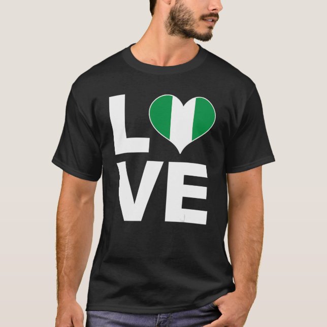 I Liebe Nigeria Herzenflagge Nigeria T-Shirt (Vorderseite)