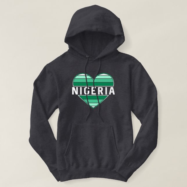 I Liebe Nigeria, nigerianisches Herz Hoodie (Design vorne)