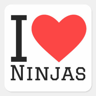I Liebe Ninjas Quadratischer Aufkleber