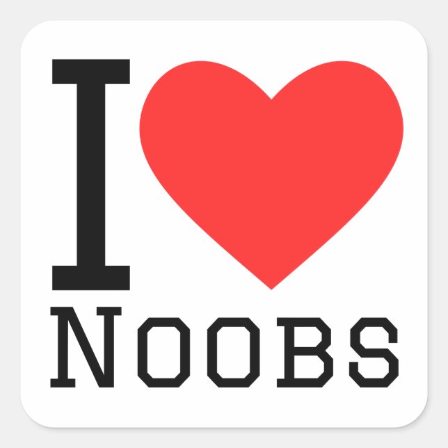 I Liebe Noobs Quadratischer Aufkleber (Vorderseite)