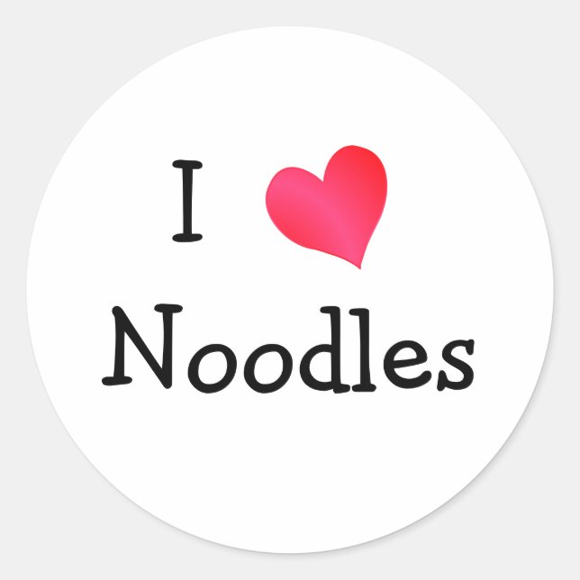 I Liebe Noodles Runder Aufkleber (Vorderseite)