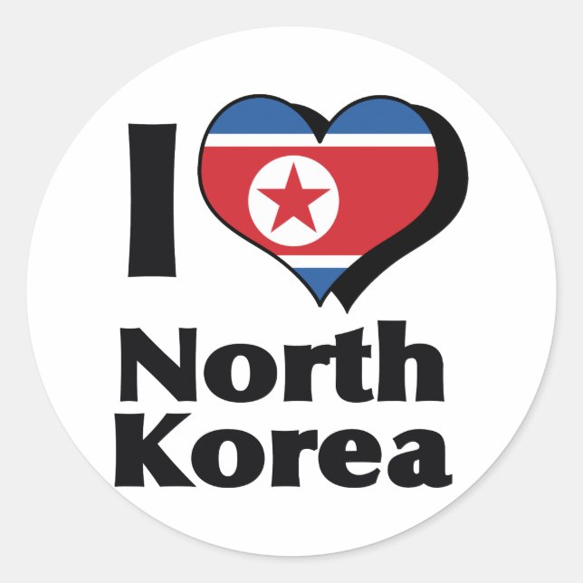 I Liebe Nordkorea Flagge Runder Aufkleber (Vorderseite)
