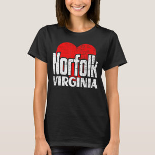 I Liebe Norfolk Virginia Retro Big Heart Norfolk V T-Shirt
