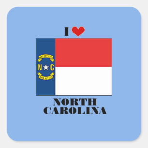 I Liebe North Carolina Quadratischer Aufkleber
