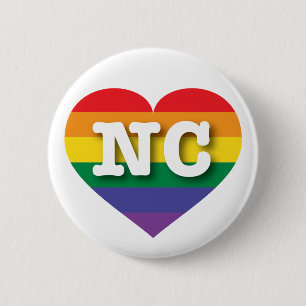 I Liebe North Carolina Rainbow Heart Button