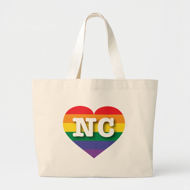 I Liebe North Carolina Rainbow Heart Jumbo Stoffbeutel (Vorne)