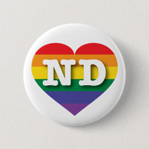 I Liebe North Dakota Gay Pride Rainbow Heart Button