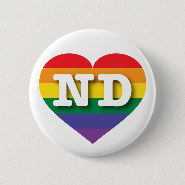 I Liebe North Dakota Gay Pride Rainbow Heart Button (Vorderseite)