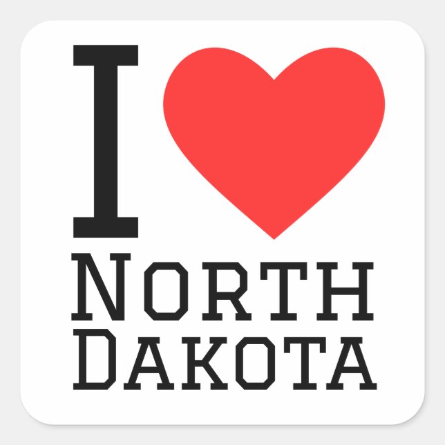 I Liebe North Dakota Quadratischer Aufkleber (Vorderseite)