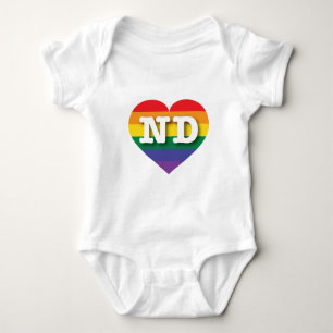 I Liebe North Dakota Rainbow Heart Baby Strampler
