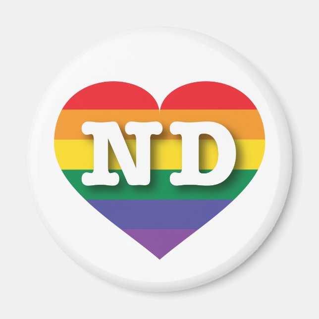 I Liebe North Dakota Rainbow Heart Magnet (Vorne)