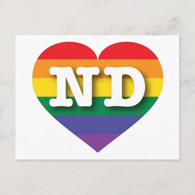 I Liebe North Dakota Rainbow Heart Postkarte (Vorderseite)