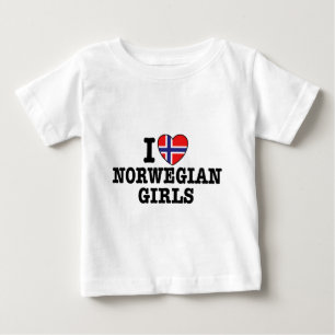 I Liebe Norwegische Mädchen Baby T-shirt