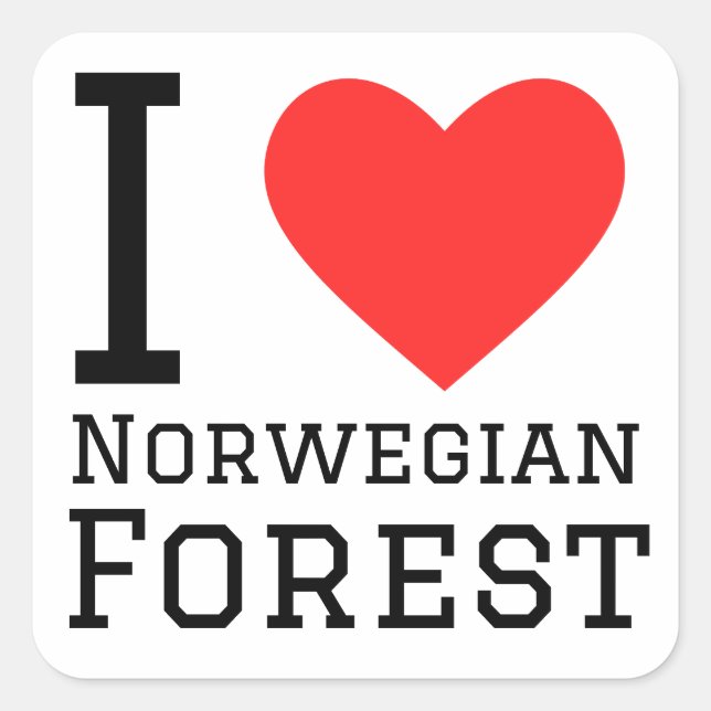 I Liebe Norwegischer Wald Quadratischer Aufkleber (Vorderseite)