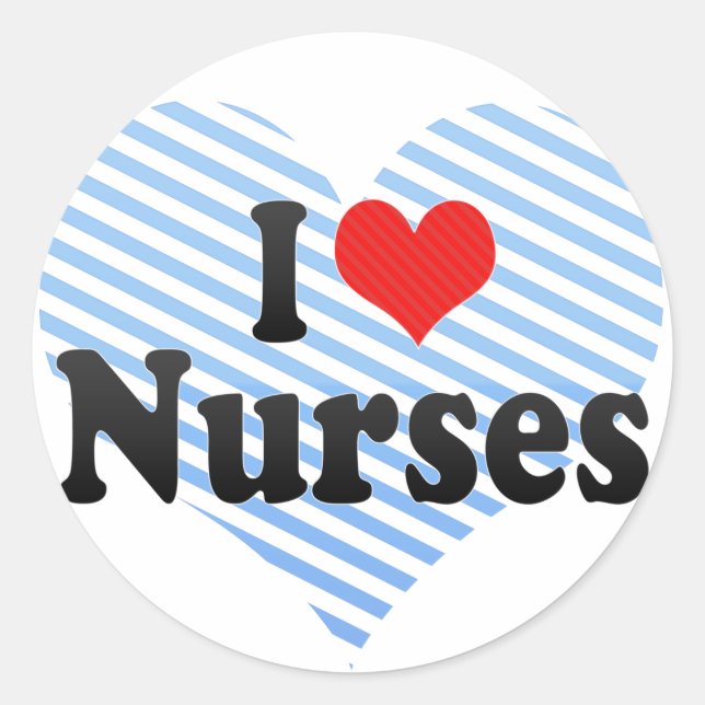 I Liebe Nurses Runder Aufkleber (Vorderseite)