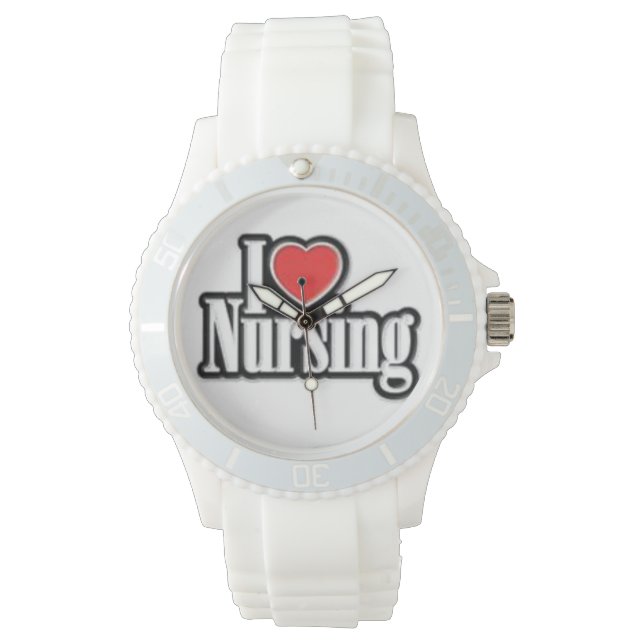 "I Liebe Nursing" Sporty Silicon Watch Armbanduhr (Vorderseite)