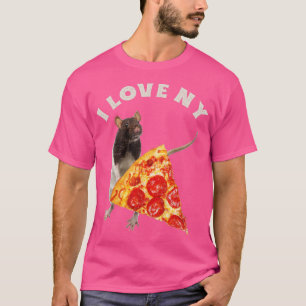 I Liebe NY Pizza and Mouse Lover Pizza Rats Funny  T-Shirt