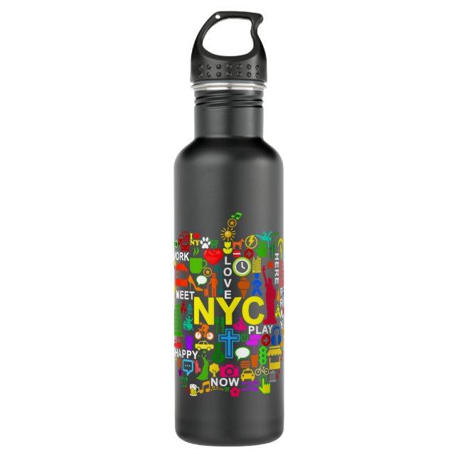 I LIEBE NYC's NEW YORK CITY BIG APPLE Edelstahlflasche (Vorderseite)