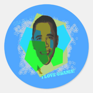 I LIEBE OBAMA! AUFKLEBER! RUNDER AUFKLEBER