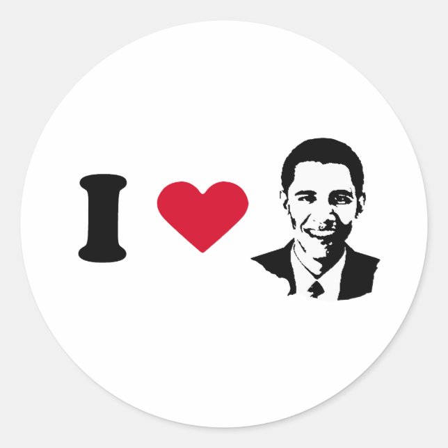 I Liebe Obama Runder Aufkleber (Vorderseite)