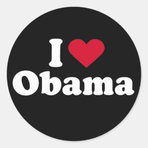 I Liebe Obama T - Shirt Runder Aufkleber