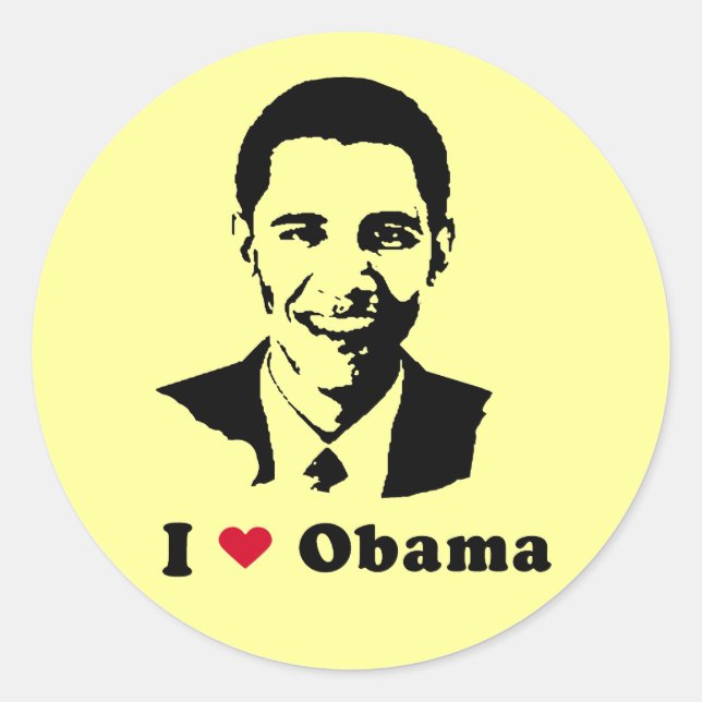 I Liebe Obama T - Shirt Runder Aufkleber (Vorderseite)