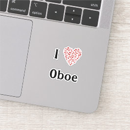 I Liebe Oboe Rotes Herz Musiknoten Vinyl Aufkleber