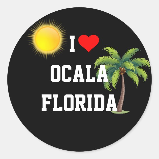 I Liebe Ocala, Florida Runder Aufkleber (Vorderseite)