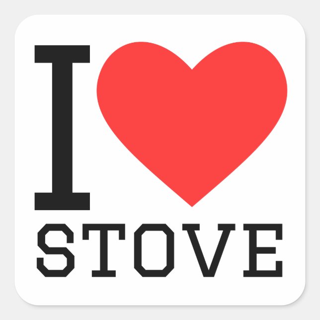 I Liebe Ofen Quadratischer Aufkleber (Vorderseite)