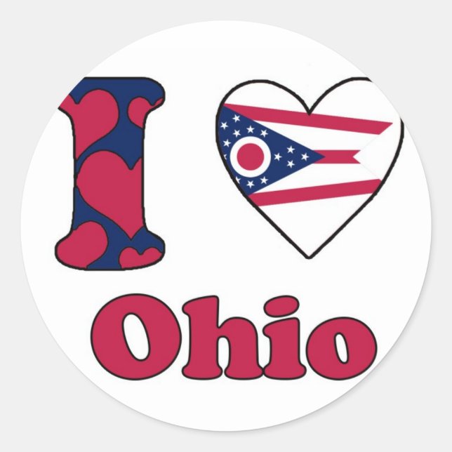 I Liebe Ohio Runder Aufkleber (Vorderseite)